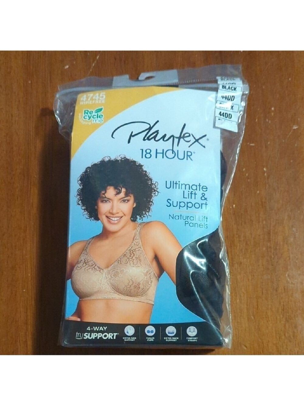 Playtex 18 Hour Bra Black 44DD